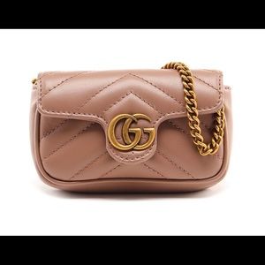 Gucci Ladies GG Marmont Chain Coin Purse in Pink